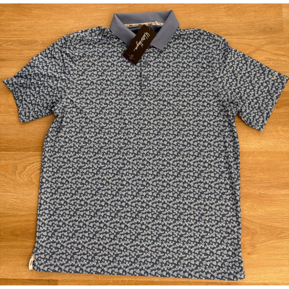 NWT Men's Walter Hagen P11 Dogwood Ditsy Performance Polo - Large - Blue Floral